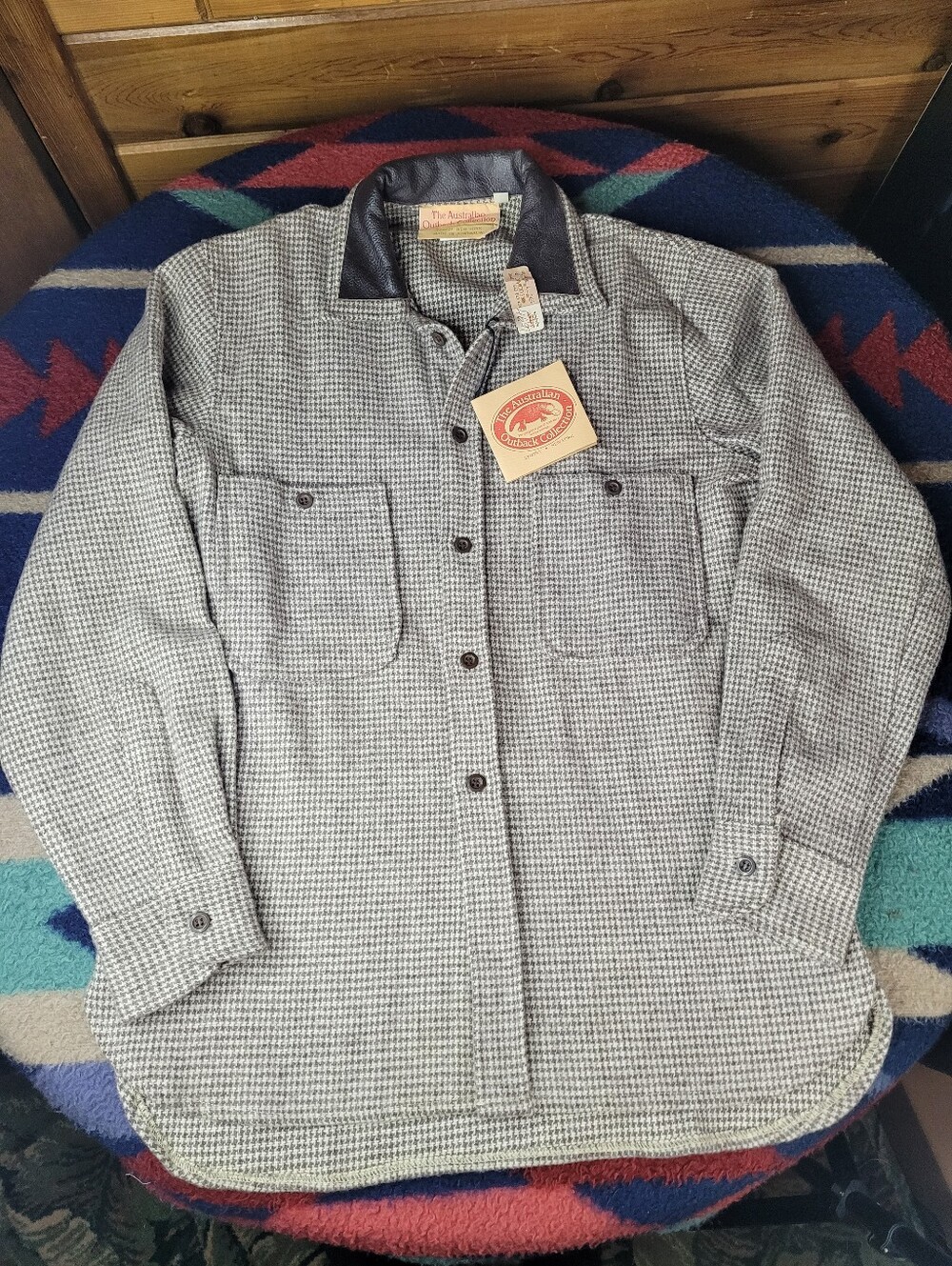 Australian Outback Collection Wool Shirt Jacket Mens Small Houndstooth New